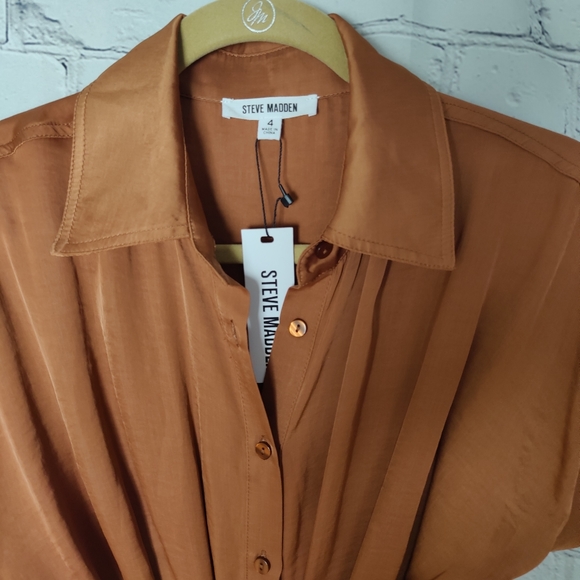 Steve Madden Tori Gathered Dress In Mocha Bisque Size 4 NWT - Picture 6 of 8